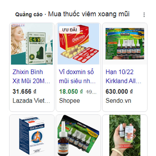 Một số loại thuốc được quảng cáo trên Google