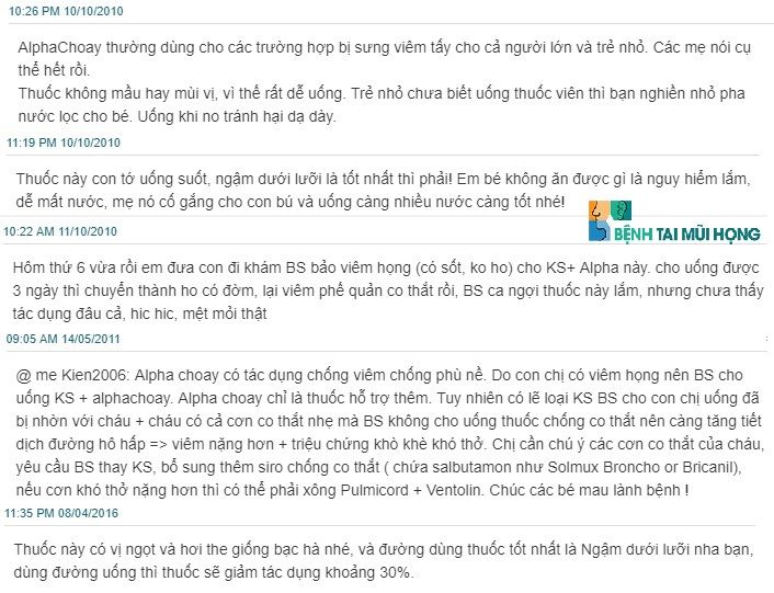 Đánh giá về thuốc Alpha Choay trên webtretho
