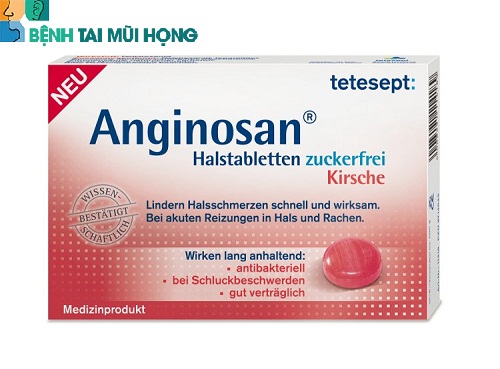 Viên ngậm Anginosan có vị chanh, rất dễ sử dụng khi bị đau họng.
