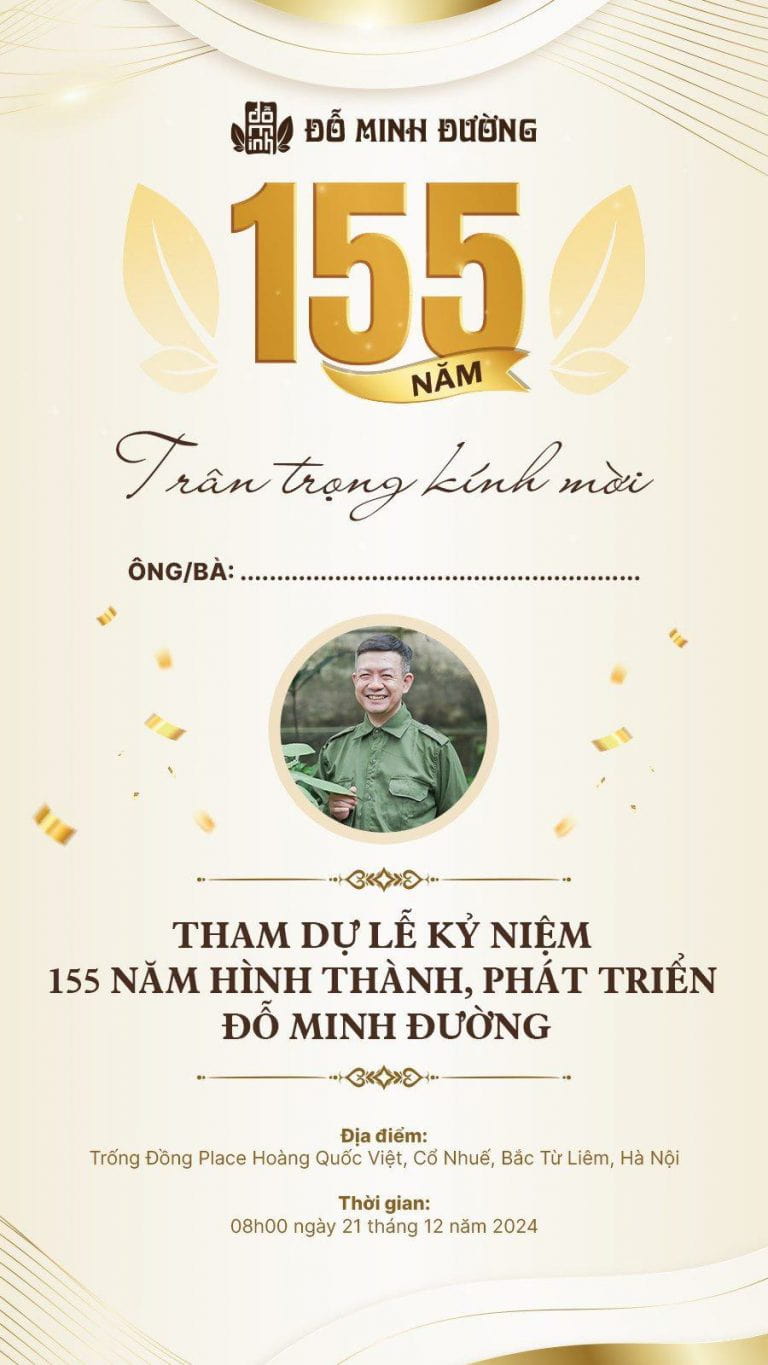 Thiệp mời tham dự lễ kỷ niệm 155 năm thành lập nhà thuốc Đỗ Minh Đường